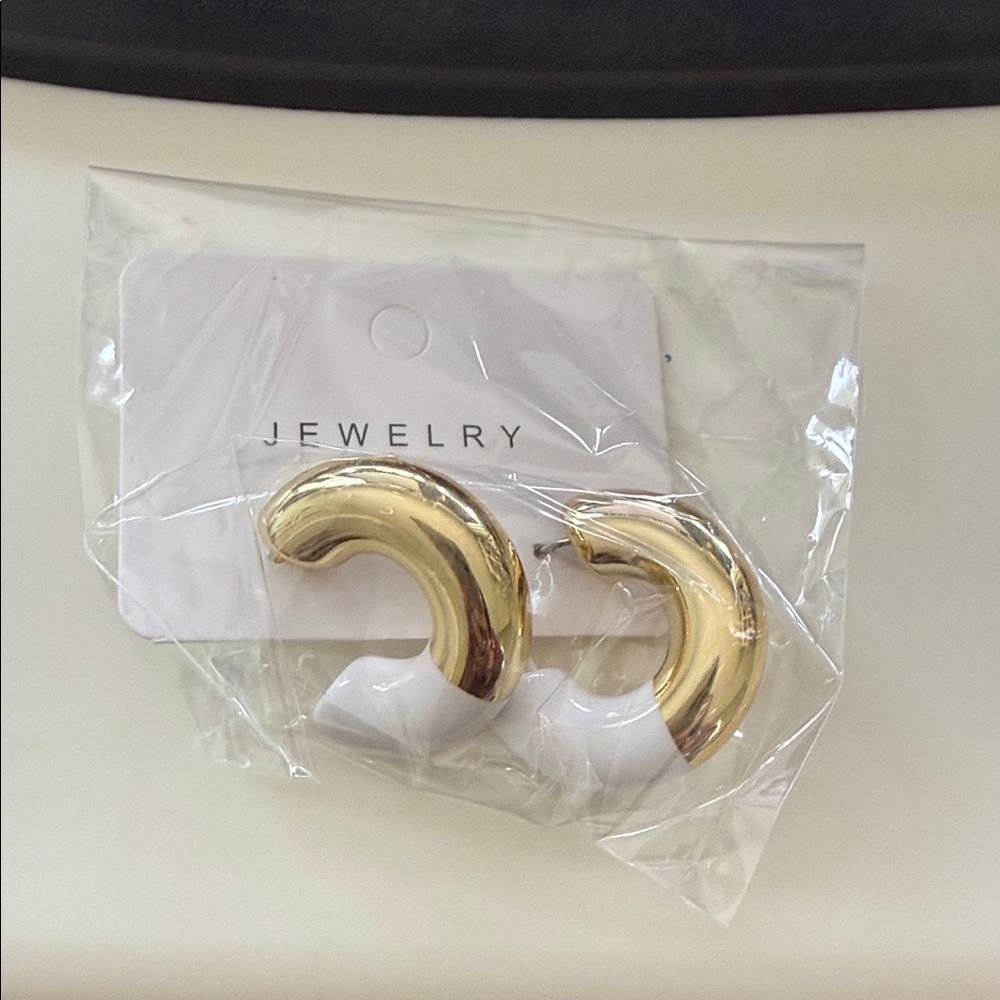 Chic Gold and White Earrings